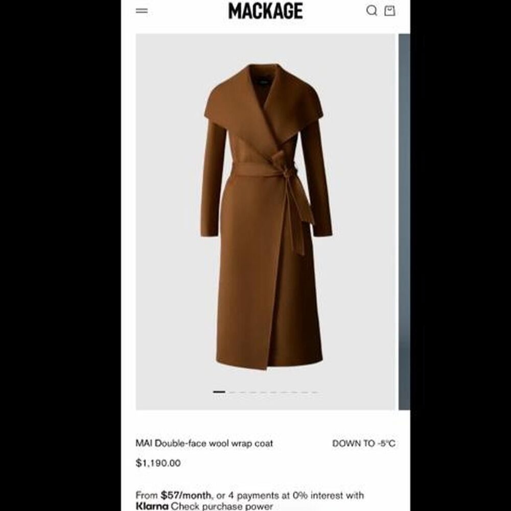 Mackage Double Face Wool Wrap Mai Coat 100% wool, size XS - Picture 10 of 10
